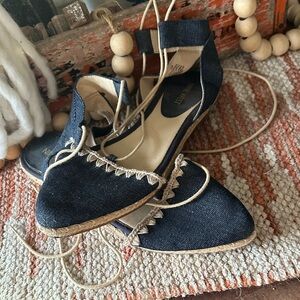 Nine West Navy Espadrille Flats